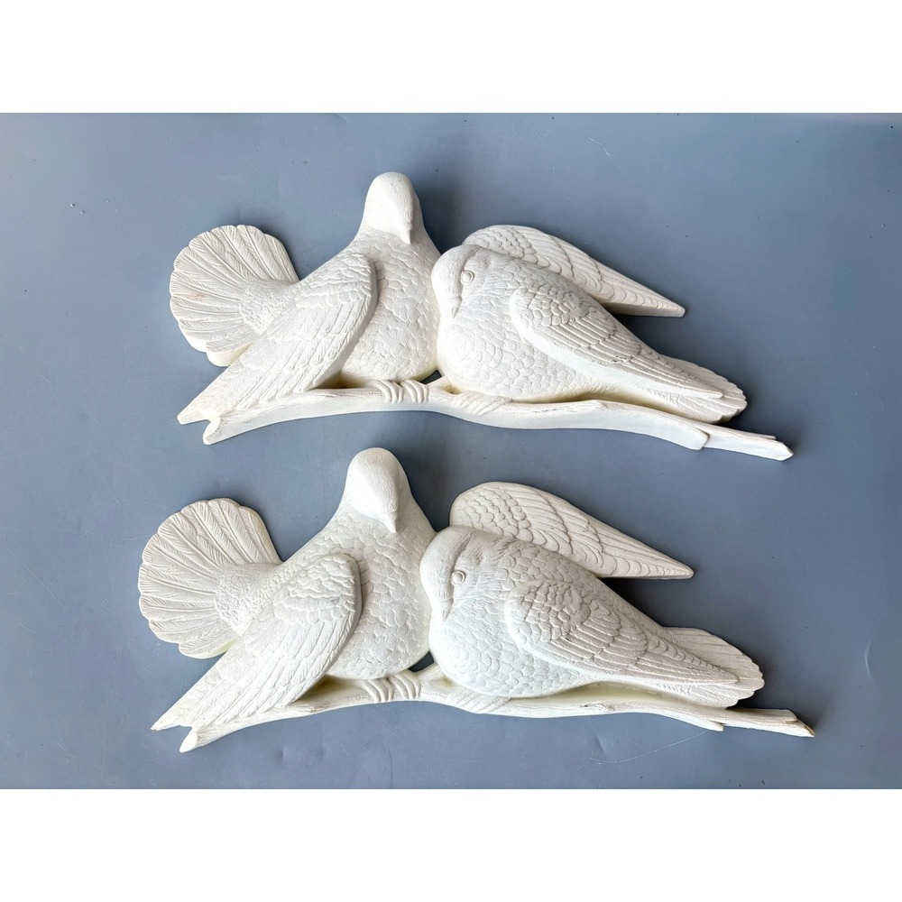 Vintage 1976 Burwood Products White Dove Wall Hanging Set‎ 2024 MCM Birds 2pc